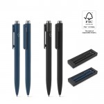 Set de bolígrafos en aluminio reciclado sin tinta y tinta azul varios colores