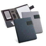 Portafolios con logo de tamaño A5 color gris vista productos