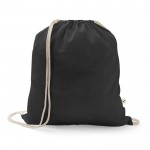 Mochila de cuerdas de algodón reciclado y poliéster 150 g/m2 color negro
