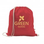Mochila de cuerdas de algodón reciclado y poliéster 150 g/m2 color rojo imagen con logo