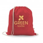 Mochila de cuerdas de algodón reciclado y poliéster 150 g/m2 color rojo imagen con logo