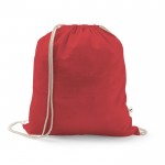 Mochila de cuerdas de algodón reciclado y poliéster 150 g/m2 color rojo
