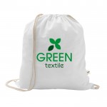 Mochila de cuerdas de algodón reciclado y poliéster 150 g/m2 color blanco imagen con logo