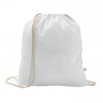Mochila de cuerdas de algodón reciclado y poliéster 150 g/m2 color blanco