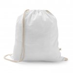 Mochila de cuerdas de algodón reciclado y poliéster 150 g/m2 color blanco