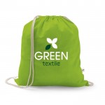 Mochila de cuerdas de algodón reciclado y poliéster 150 g/m2 color verde claro imagen con logo