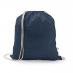 Mochila de cuerdas de algodón reciclado y poliéster 150 g/m2 color azul marino