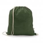 Mochila de cuerdas de algodón reciclado y poliéster 150 g/m2 color verde militar