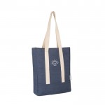 Bolsa denim con bolsillo interior y asas largas de algodón 300 g/m2 color azul imagen con logo