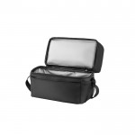 Bolsa térmica de tela con compartimentos y varios bolsillos 7L color negro tercera vista