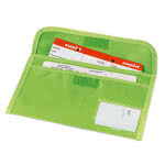Porta documentos con ventana color verde claro con logo