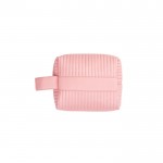 Bolso de mano de materiales reciclados forrado con asa lateral color rosa claro primera vista