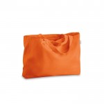 Bolsa que contiene algodón reciclado con asas largas 280 g/m2 color naranja primera vista