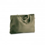 Bolsa que contiene algodón reciclado con asas largas 280 g/m2 color verde oscuro primera vista