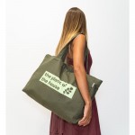Bolsa que contiene algodón reciclado con asas largas 280 g/m2 color verde oscuro imagen con logo