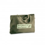 Bolsa que contiene algodón reciclado con asas largas 280 g/m2 color verde imagen con logo