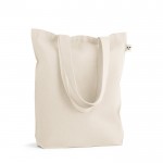 Bolsa multiusos con algodón reciclado y asas largas 220 g/m2 color natural tercera vista
