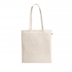 Bolsa de la compra de algodón reciclado con asas largas 140 g/m2 color natural