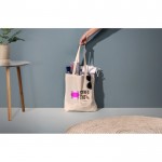 Bolsa de la compra de algodón reciclado con asas largas 140 g/m2 vista bodegón