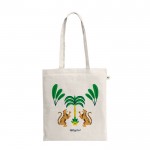 Bolsa multiusos de algodón reciclado con asas largas 180 g/m2 color natural imagen con logo