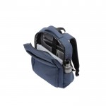 Mochila acolchada de poliéster reciclado para portátil de 15,6” color azul marino cuarta vista