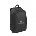 Mochila de poliéster reciclado repelente al agua para PC 17,3” color negro imagen con logo