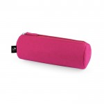 Estuche cilíndrico de fieltro reciclado con cierre de cremallera color rosa
