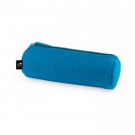 Estuche cilíndrico de fieltro reciclado con cierre de cremallera azul claro