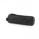 Estuche cilíndrico de fieltro reciclado con cierre de cremallera color gris oscuro
