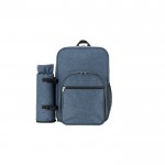 Mochila nevera para pícnic de poliéster reciclado con utensilios color azul primera vista