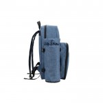Mochila nevera para pícnic de poliéster reciclado con utensilios color azul quinta vista