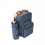 Mochila nevera para pícnic de poliéster reciclado con utensilios color azul sexta vista