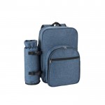 Mochila nevera para pícnic de poliéster reciclado con utensilios color azul