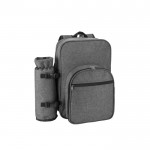 Mochila nevera para pícnic de poliéster reciclado con utensilios color gris oscuro