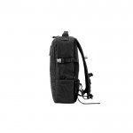 Mochila militar de poliéster reciclado con cintas e insignia color negro cuarta vista