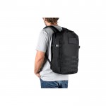 Mochila militar de poliéster reciclado con cintas e insignia color negro