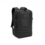 Mochila militar de poliéster reciclado con cintas e insignia color negro