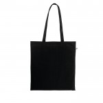 Bolsa de la compra de algodón orgánico con asas largas 140 g/m2 color negro