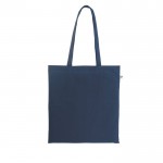 Bolsa de la compra de algodón orgánico con asas largas 140 g/m2 color azul marino