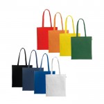 Bolsa de la compra de algodón orgánico con asas largas 140 g/m2 varios colores