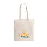 Bolsa de la compra de algodón orgánico con asas largas 180 g/m2 color natural imagen con logo