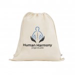 Mochila de cuerdas hecha de algodón orgánico con asas 140 g/m2 color natural imagen con logo