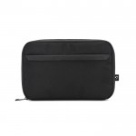 Bolsa organizadora accesorios tecnológicos en poliéster reciclado color negro primera vista