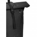 Mochila roll top de viaje en poliéster reciclado impermeable 14” color negro
