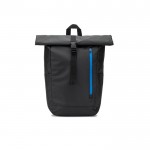 Mochila roll top de viaje en poliéster reciclado impermeable 14” color azul real primera vista