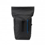 Mochila roll top de viaje en poliéster reciclado impermeable 14” color azul real sexta vista