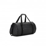 Bolsa de deporte en poliéster reciclado 600D con zapatero lateral color negro