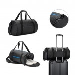 Bolsa de deporte en poliéster reciclado 600D con zapatero lateral varios colores