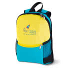 Colorida mochila para niños personalizada color azul claro tercera vista