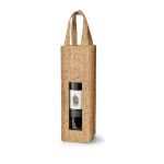 Bolsa de corcho para botella de vino color marfil